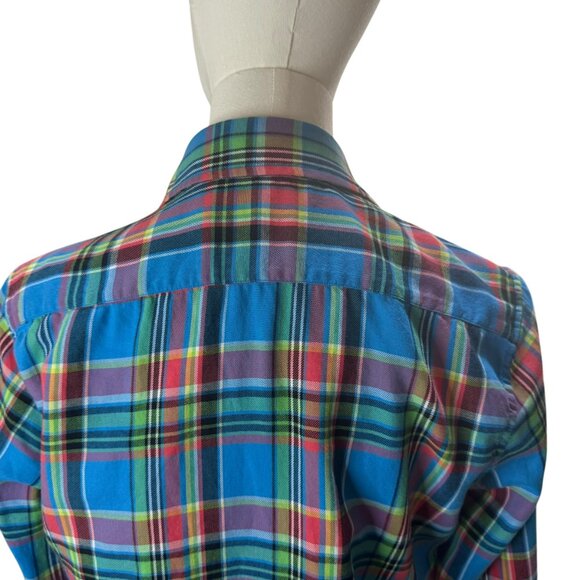 Ralph Lauren Women’s Blue Plaid Button-Down Shirt Size 10 Preppy Classic Cotton - Picture 4 of 7